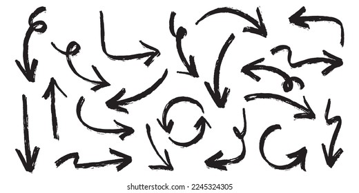Set of Hand drawn vector arrows doodle on white background. design element vector illustration.