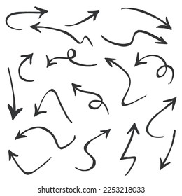 Set of Hand drawn vector arrows doodle on white background. design element vector illustration.