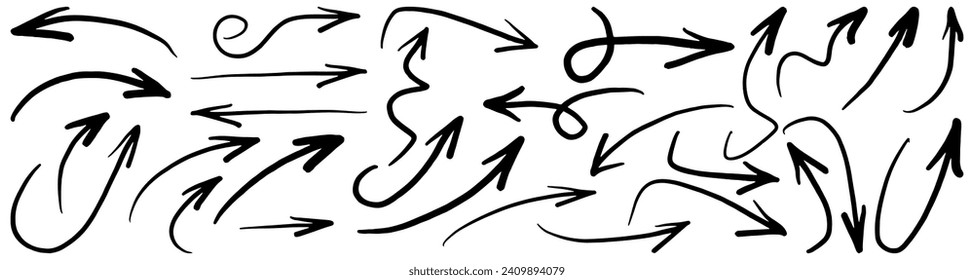 Set of Hand drawn vector arrows doodle on white background. design element vector illustration.	
