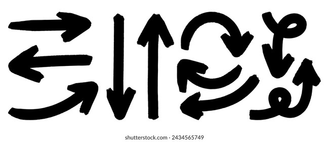 Set of Hand drawn vector arrows doodle on white background. design element vector illustration.