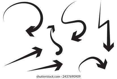 Set of Hand drawn vector arrows doodle on white background. design element vector illustration.