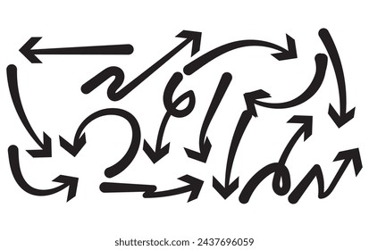 Set of Hand drawn vector arrows doodle on white background. design element vector illustration.