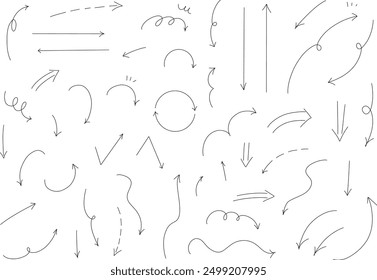 Set of Hand drawn vector arrows doodle on white background. design element vector illustration