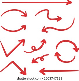 Set of Hand drawn vector arrows doodle on white background. design element vector illustration