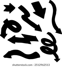 Set of Hand drawn vector arrows doodle on white background. design element vector illustration