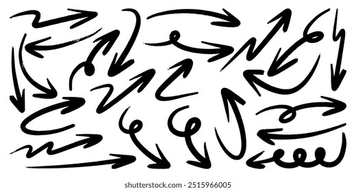 Set of Hand drawn vector arrows doodle on white background. design element vector illustration.