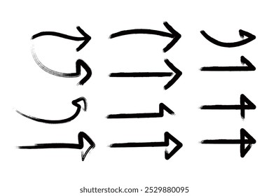  Set of Hand drawn vector arrows doodle on white background