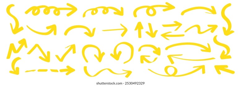 Set of Hand drawn vector arrows doodle on white background. design element vector illustration