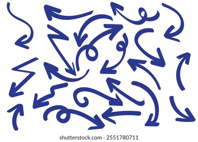Set of Hand drawn vector arrows doodle on white background. design element vector illustration.