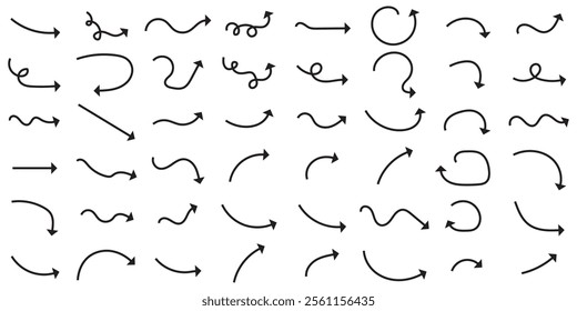 Set of Hand drawn vector arrows doodle on white background. Design element vector illustration. 
