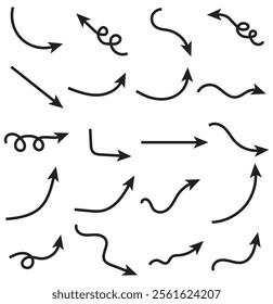 Set of Hand drawn vector arrows doodle on white background. design element vector illustration