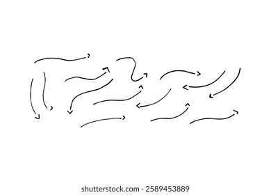 Set of Hand drawn vector arrows doodle on white background. design element vector illustration