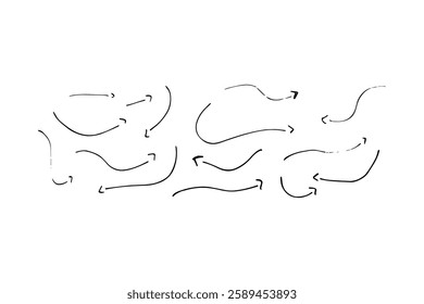 Set of Hand drawn vector arrows doodle on white background. design element vector illustration