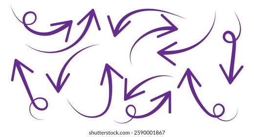 Set of Hand drawn vector arrows doodle on white background. design element vector illustration.