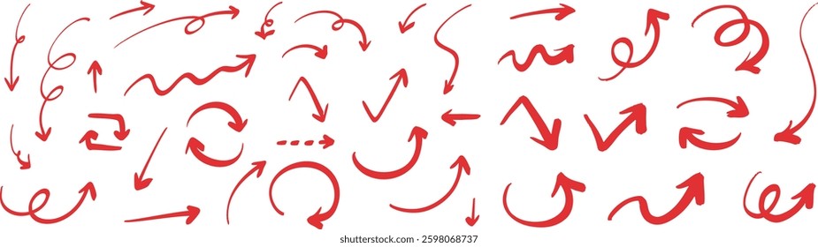 Set of Hand drawn vector arrows doodle on white background. design element vector illustration