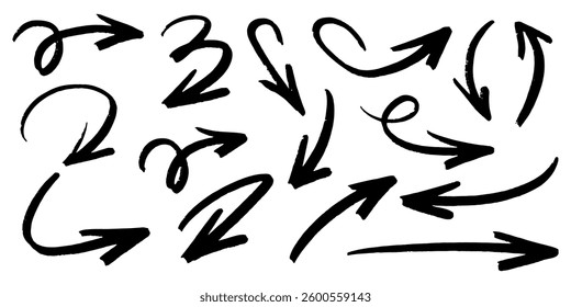 Set of Hand drawn vector arrows doodle on white background. design element vector illustration.