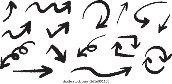 Set of Hand drawn vector arrows doodle on white background. design element vector illustration