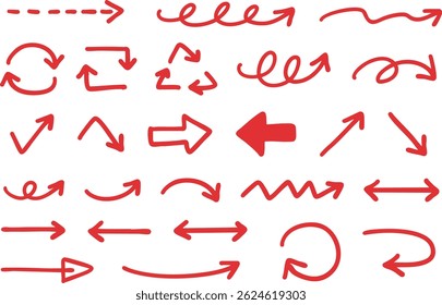 Set of Hand drawn vector arrows doodle on white background. design element vector illustration