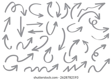 Set of Hand drawn vector arrows doodle on white background. design element vector illustration.