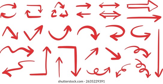 Set of Hand drawn vector arrows doodle on white background. design element vector illustration