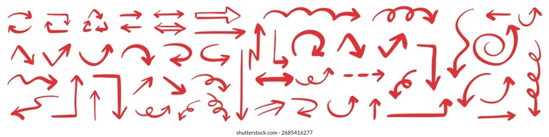 Set of Hand drawn vector arrows doodle on white background. design element vector illustration