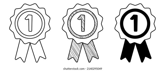 Juego de vectores dibujados a mano Insignia en un estilo de caricatura de doodle