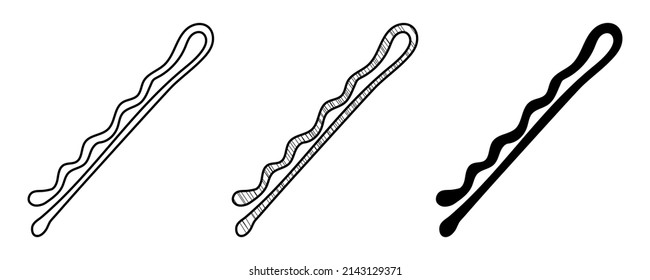 handgezeichneter Vektorgrafik-Bobby-Pin im Doodle-Cartoon-Stil