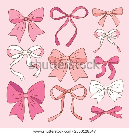 Set of hand drawn vector bows. Perfect for clipart, greeting card, poster or nursery print design. EPS 10 vector file.