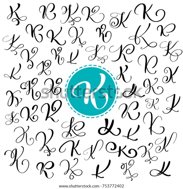 Set Hand Drawn Vector Calligraphy Letter Stock Vector (Royalty Free ...