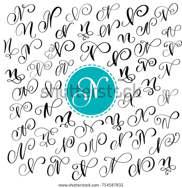 Set Hand Drawn Vector Calligraphy Letter Stock Vector (Royalty Free ...