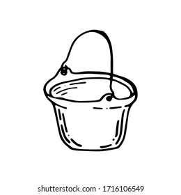 Set of hand drawn vector camping illustranion. Cauldron. Suitable for postcards, for backgrounds, flyers, decorations, banners, icons. It can be used as a sample for the designer. Eps 8.