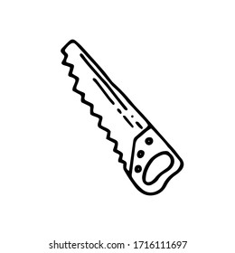 Set of hand drawn vector camping illustranion. Saw. Suitable for postcards, for backgrounds, flyers, decorations, banners, icons. It can be used as a sample for the designer. Eps 8.