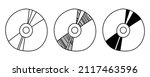 Set of hand drawn vector CDs and DVDs in doodle cartoon style