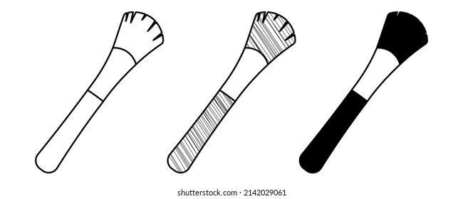 Set of hand drawn vector Cosmetic Brush in a doodle cartoon style