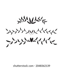 Set of hand drawn vector decorative elements for your design. Leaves, swirls, floral elements.