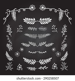 The set of hand drawn vector decorative elements