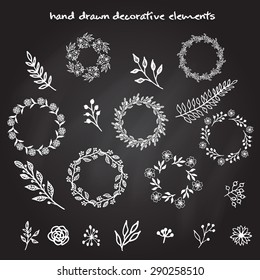 The set of hand drawn vector decorative elements