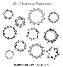 The set of hand drawn vector decorative elements