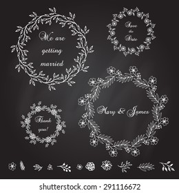 The set of hand drawn vector decorative elements