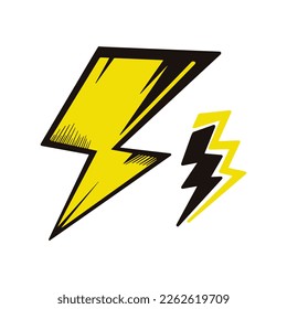 set of hand drawn vector doodle electric lightning bolt symbol sketch illustrations. thunder, vector ilustration