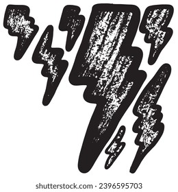 set of hand drawn vector doodle electric lightning bolt symbol sketch illustrations. thunder symbol doodle icon.