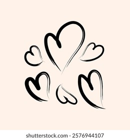 Set of hand drawn vector doodle abstract unique hearts.Valentine’s Day. Love, emotions, happiness, joy, fun, feelings. For textiles, gift wrap, packaging, banner, blog, card.  Painted design elements.