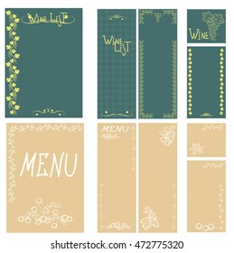Set of hand drawn vector elements with floral theme for restaurant and cafe menu design.