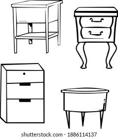 Set of hand drawn vector end table