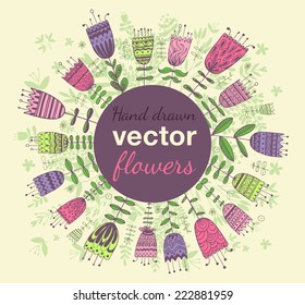 The set of hand drawn vector floral elements for your design.
