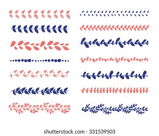 The set of hand drawn vector floral elements. Botanical pattern brushes for your design. 
