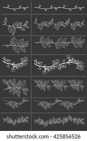 Set of hand drawn vector floral elements. Botanical pattern brushes for your design.