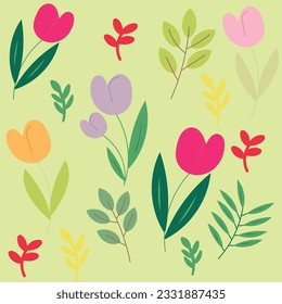 set of hand drawn vector flower collection. illustration for sticker, label, tag, gift wrapping paper