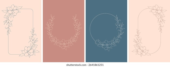 Set of hand drawn vector flowers, tropical leaves, plant, wildflower, rose. eucalyptus. branches. Collection of botanical silhouette element vector. Abstract bouquet in minimalistic flat style