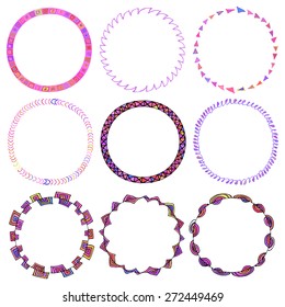 Set of hand drawn vector frames. Doodle frames collection in cartoon style isolated on white background.